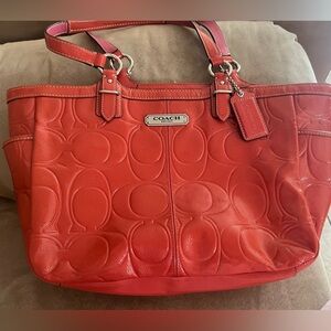 Coach pink patent leather purse